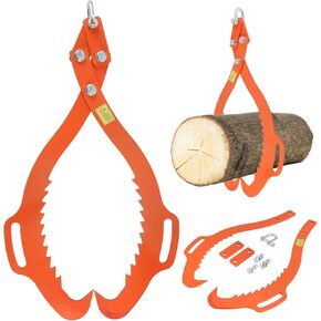 32 Inch 2 Serrated Claw Hook Log Lifting Tongs, Heavy Duty Grapple Timber Claw for Handling, Dragging & Carrying, Ideal for Lumber Skidding & Logging