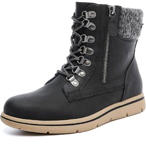 Luoika Women's Wide Width Ankle Boots, Flat Heel Side Zipper Lace Up Plus Size Short Booties.