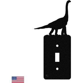 Dinosaur Metal Wall Plate Switch Plate Outlet Cover, Tyrannosaurus T-Rex, Single Duplex (Black), MADE IN USA