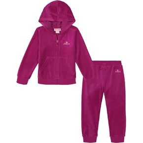 Juicy Couture girls 2pc Zip Up Velour Jog Set