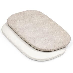 Stokke Snoozi Fitted Sheets - Includes 1 Dandelion Beige & 1 Vanilla Cream - Made to Fit The Oval Snoozi Mattress - Soft, Organic Cotton - Machine Washable