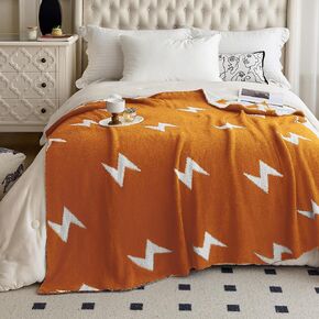NIDITW Ultra Soft Cozy Black Lightning Bolt Throw Blanket Microfiber Knitted Blanket Lightweight Fluffy Fleece Blanket All Season for Sofa Couch Bed 50x60 Inches (Black, Throw)