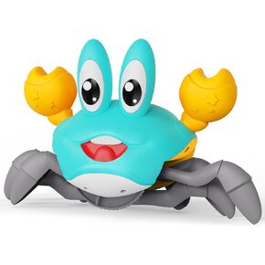 Crawling Crab Baby Toy, Tummy Time Toys Sensory Toys, Boys & Girls Toys with Music LED Light, Dancing Walking Crab Montessori Toys Present for Birthday | Christmas | Halloween (Green)