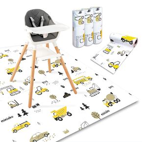 Vehicles | Disposable Splat Mats | Minisko | Under Highchair Splat Mat for Floor | Baby Led Weaning Supplies | Splash Mat