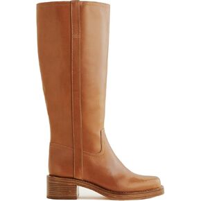 Brown Knee High Boots for Women Square Toe Boots Casual Comfortable Chunky Block Heel Tall Boots Riding Boots