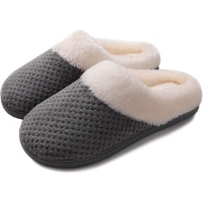Women's Cozy House Slippers Memory Foam Furry Bedroom Slippers Anti-Slip Sole for Indoor Outdoor Use