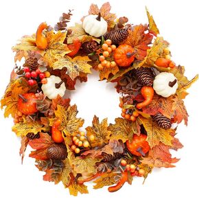 17.7" Christmas Wreath, Artificial Winter Christmas Red Wreath, Front Door Christmas Wreath for Indoor Outdoor Home Office Wall Wedding Holiday Christmas Decor
