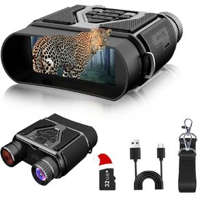 Night Vision Goggles 1080P Night Vision Binoculars with 5000mAh Rechargeable Battery, 32GB Card, 3" Screen for Camping Hunting & Security for Men Husband、Dad、Him