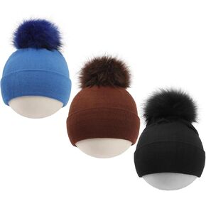 Newborn Cotton Hats 0-12 Months for Baby Boys Girls Soft Beanie Hat Infant POM Cotton Cap