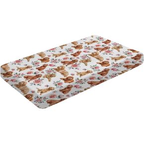 Goldendoodle Floral Dog Baby Crib Sheets for Standard Crib & Toddler Mattress Sheets Neutral Fitted Crib Sheet Toddler Bed Sheet Stretchy Portable Breathable Sheet Set Mattress Cover 28''×52''