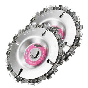 Grinder Disc Chain Plate,4/4.5 Inch Grinding Wheel Disc and 22 Tooth Fine Cut Carving Chainsaw Blade Set for 100/115 mm Angle Grinder,5/8 Inch Grinder Center Hole,Woodwork Circular Saw Blades (2)