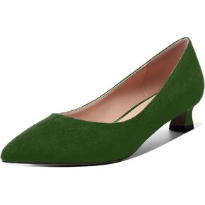 MOVINSTEPS Womens Suede Solid Pointed Toe Slip On Dress Wedding Kitten Low Heel Pumps Shoes 1.5 Inch