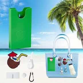 Softball Theme Phone Holder for Bogg Bag/Simply Southern With 1 Charm,Organizer Accessories Inserts Compatible With Most Brands/Sizes Rubber Beach Totes,Cell Phone Attachment for Beach Handbags
