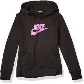 Nike Girls NSW Pullover Hoodie (US, Alpha, Large, Regular, Gray/Pink)