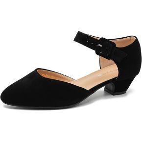 Women's Low Block Heels Ankle Buckle Strap Closed Toe Comfortable Chunky Heel Dress Work Pumps in Kuwait
