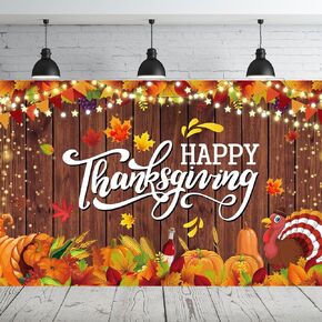 Happy Thanksgiving Backdrop Sign Autumn Maple Leaves Pumpkin Turkey Photography Background for Thanksgiving Day Party Decoration Fall Decorations in Saudi Arabia