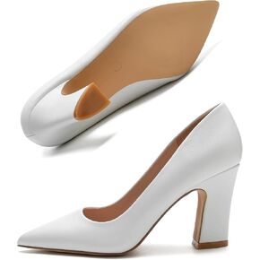 HHTCAL Closed Pointed Toe Chunky Block Heel Pumps High Heels for Women Sexy Elegant Formal Work Office Ladies Dress Shoes