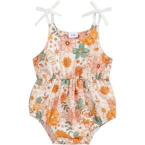 Infant Baby Girl Summer Bodysuit Print One Piece Suspender Romper Cotton Polyester Jumpsuit Spaghetti Strap Outfit