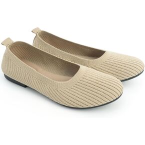 MUSSHOE Ballet Flats Shoes for Women Dressy, Comfortable Soft Knit Round Toe Women's Flat, Casual Work Office