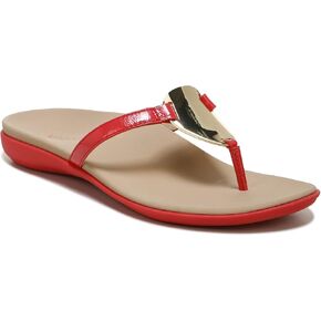 Vionic Women's Mirage Raysa Leather Slip On Sandal- Supportive Ladies Slip on Sandals That Include Three-Zone Comfort with Orthotic Insole Arch Support, Poppy 8.5 Wide
