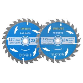 2pcs Circular Saw Blade - [5-1/2-inch x 24/28 Teeth x 1/2-inch Arbor] Circular Metal Cutting Blade for Woodworking Plastic Use, 0.09-inch Kerf