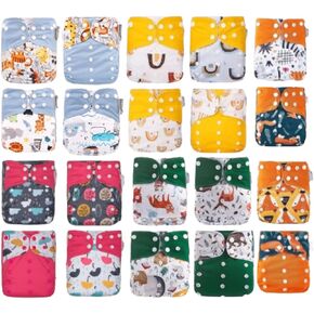 KaWaii Baby 20 One Size Printed Snap Pocket Cloth Diaper Shells, Waterproof Washable Adjustable Use with Diaper Inserts Prefold or Fitted
