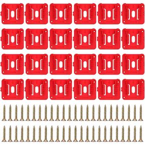 24 Pack Battery Holder Compatible with Milwaukee M18 18V Battery Red Wall Mount Batteries Storage Compatible with Milwaukee M18 (w/48 Screws, No Battery) for Work Van, Shelf, Toolbox
