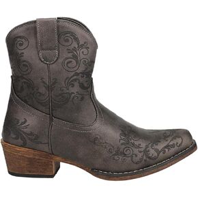 ROPER Womens Short Stuff Embroidery Snip Toe Casual Boots Ankle Low Heel 1-2" - Brown - Size 10 B