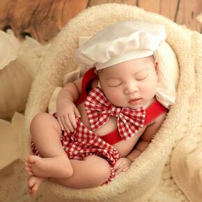 Newborn Photography Props Baby Chef Outfits Cute Chef Hat Apron Set Infant Baby Boy Girl Photoshoot Props Chef Costume