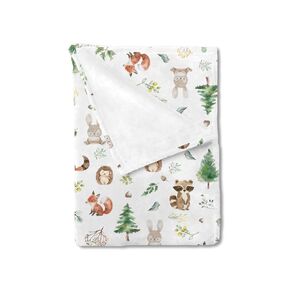 Watercolor Woodland Animals Baby Blanket for Boy Girl Raccoon Hedgehog Squirrel Fox Bunny Bird Forest Swaddle Blanket Soft Flannel Receiving Blanket Toddler Nursery Infant Crib Bed Blanket 30x40
