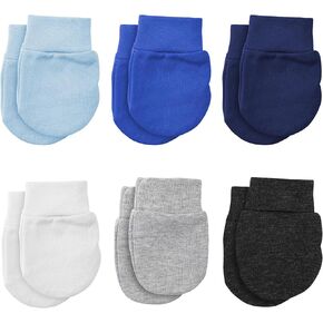 Yolev 6 Pairs Baby Mittens Newborn No Scratch Newborn Hand Mittens Soft Cotton Newborn Gloves for Girls Boys Babies 0-6 Months