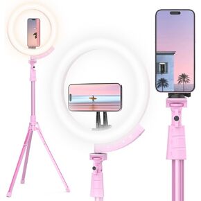 UBeesize Upgraded 12'' Ring Light with 62'' Tripod Stand and Magnetic Phone Holder,LED Selfie RingLight for iPhone with Remote,Circle Light for Tiktok/YouTube/Photography/Makeup/Live Stream Pink
