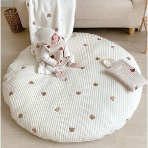 Baby Play Mat Infant Toddler Boy Girl Round Playmats Detachable Washable Crawl Mat Baby Room Area Rug Floor Mat Carpet for Activity Floor Mat Room Decorative (Rabbit)