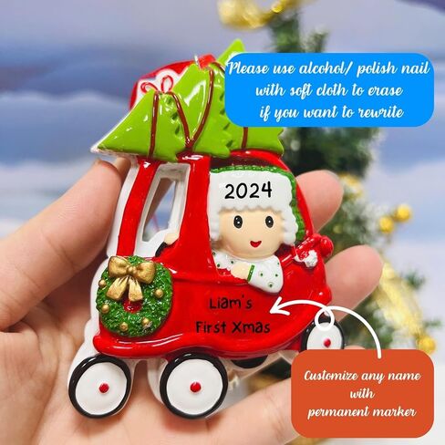 Baby's First Christmas Ornament 2023 Boy Girl Snowbaby in Stocking with Snowflake 1st Christmas Tree Ornament Personalized Resin Pink Baby First Pink in Kuwait