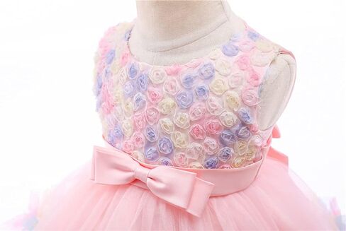 AVAZU 3M-6T 3D زهرة طفل رضيع الفتيات الزفاف مهرجان الطبقات فساتين حفلة عيد ميلاد مع أغطية الرأس in Kuwait