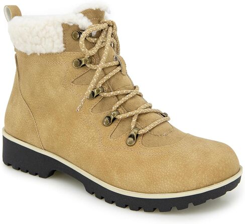 JBU Women's Poland Lace Up with Faux Shearling Fashion Comfort Waterproof Ankle Boot in Saudi Arabia