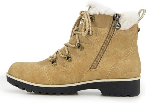 JBU Women's Poland Lace Up with Faux Shearling Fashion Comfort Waterproof Ankle Boot in Saudi Arabia