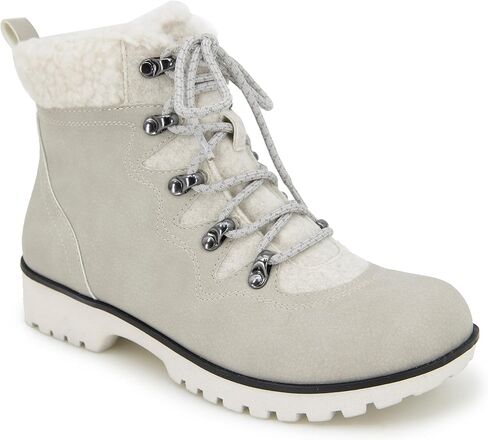 JBU Women's Poland Lace Up with Faux Shearling Fashion Comfort Waterproof Ankle Boot in Saudi Arabia