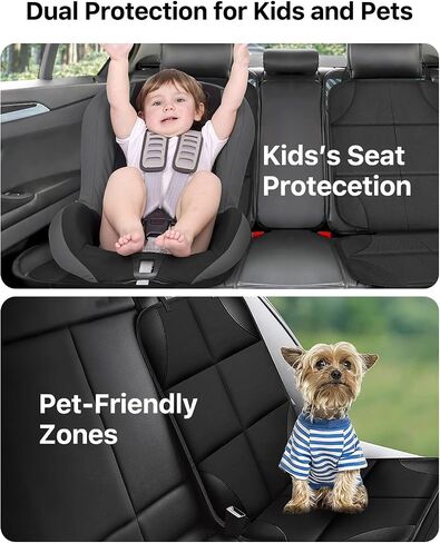 Car Seat Protector with Thickest Padding Cushion,Car Seat Protector for Child Baby,Waterproof Car Seat Covers with Non-Slip Padded Backing Mesh Pockets for Kids Pets Car Back Seat Protector(2 Pack) in Saudi Arabia