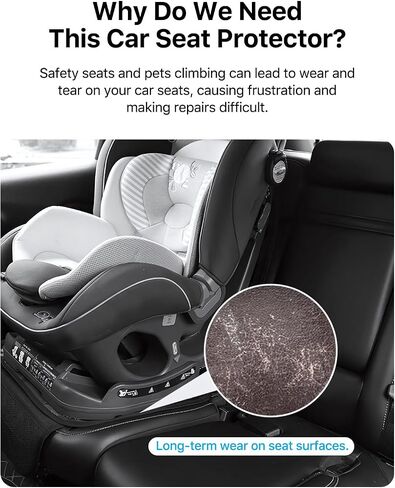 Car Seat Protector with Thickest Padding Cushion,Car Seat Protector for Child Baby,Waterproof Car Seat Covers with Non-Slip Padded Backing Mesh Pockets for Kids Pets Car Back Seat Protector(2 Pack) in Saudi Arabia