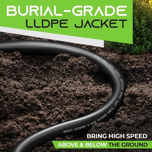 GearIT Cat6 Outdoor Ethernet Cable (50ft) 23AWG Pure Copper, FTP, LLDPE, Waterproof, Direct Burial, In-Ground, UV Resistant, POE, Network, LAN, Internet, Cat 6, Cat6 Cable - 50 Feet in Saudi Arabia