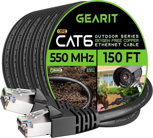 GearIT Cat6 Outdoor Ethernet Cable (50ft) 23AWG Pure Copper, FTP, LLDPE, Waterproof, Direct Burial, In-Ground, UV Resistant, POE, Network, LAN, Internet, Cat 6, Cat6 Cable - 50 Feet in Saudi Arabia