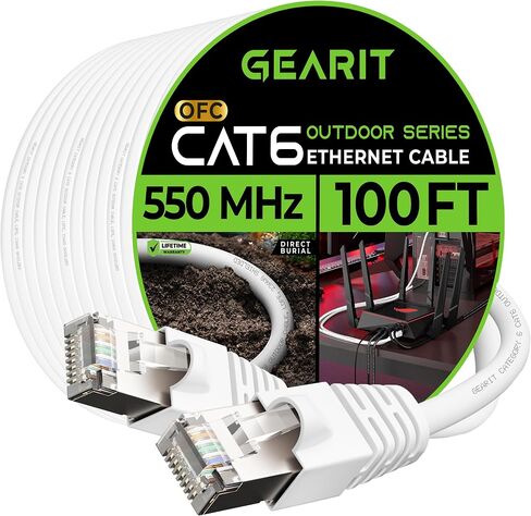 GearIT Cat6 Outdoor Ethernet Cable (50ft) 23AWG Pure Copper, FTP, LLDPE, Waterproof, Direct Burial, In-Ground, UV Resistant, POE, Network, LAN, Internet, Cat 6, Cat6 Cable - 50 Feet in Saudi Arabia