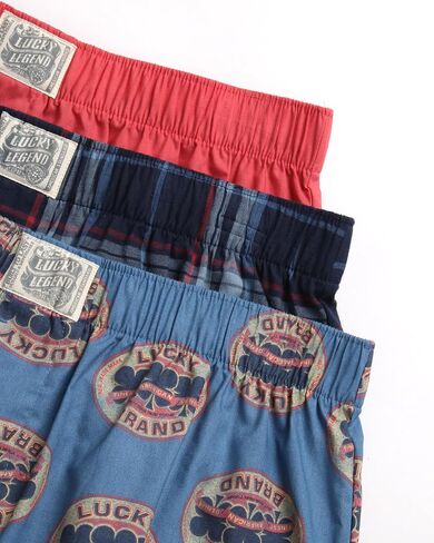 سراويل بوكسر رجالية من Lucky Brand - 6 قطع من الملاكمين المنسوج المسامي مع ذباب وظيفي - بوكسر داخلي للرجال (S-XL)، مقاس X-Large، منقوش بالكامل/رمادي متوسط/طباعة كسوف كلي in Saudi Arabia