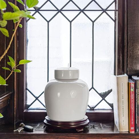 Red Lantern 10" Ladies Blue & White Porcelain Ginger Jar in Kuwait