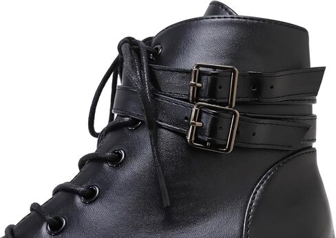 Womens Goth Platform Boots Chunky High Heel Booties Round Toe Combat Ankle Boots Womens Lace Up Motorcycle Wedges Shoes in Saudi Arabia