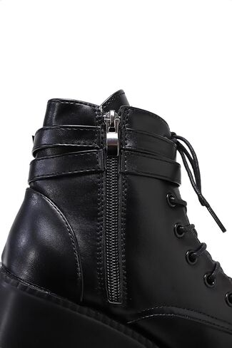 Womens Goth Platform Boots Chunky High Heel Booties Round Toe Combat Ankle Boots Womens Lace Up Motorcycle Wedges Shoes in Saudi Arabia
