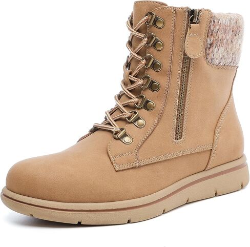 Luoika Women's Wide Width Ankle Boots, Flat Heel Side Zipper Lace Up Plus Size Short Booties. in Kuwait