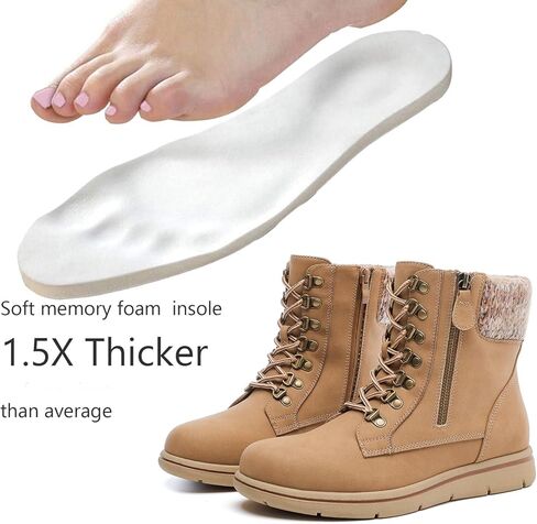 Luoika Women's Wide Width Ankle Boots, Flat Heel Side Zipper Lace Up Plus Size Short Booties. in Kuwait