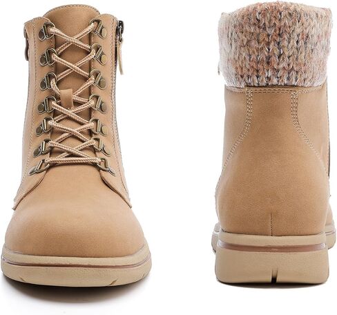 Luoika Women's Wide Width Ankle Boots, Flat Heel Side Zipper Lace Up Plus Size Short Booties. in Kuwait